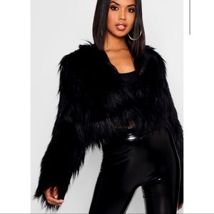 Boohoo Faux Fur Crop Jacket